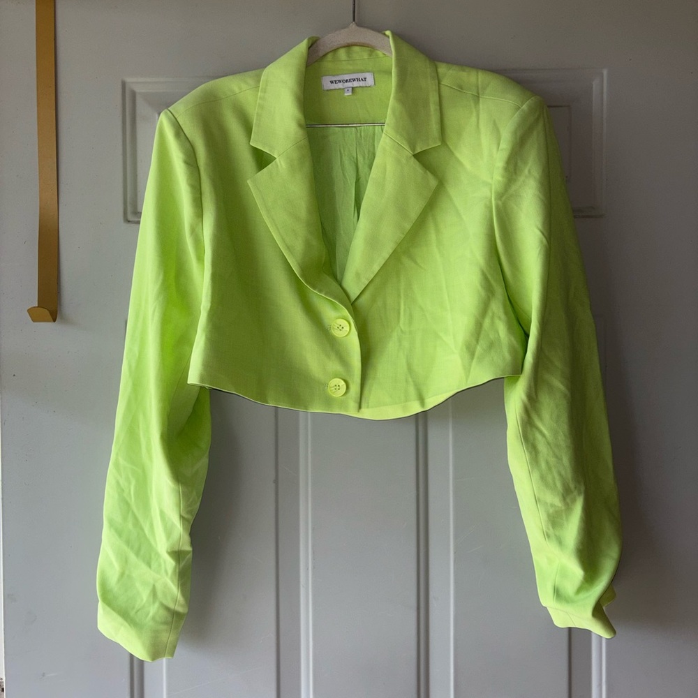 WeWoreWhat Neon Lime Cropped Blazer